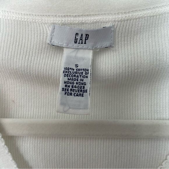 [xs/s] GAP Women’s White Ribbed Knit 100% Cotton Button Down 90s Baby Cardigan - Picture 15 of 15